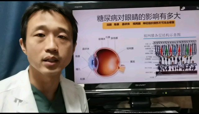 糖尿病的患者更容易出现干眼症，角膜损伤，白内障，糖尿病视网膜病变，对策：控制好血糖，关注眼部并发症