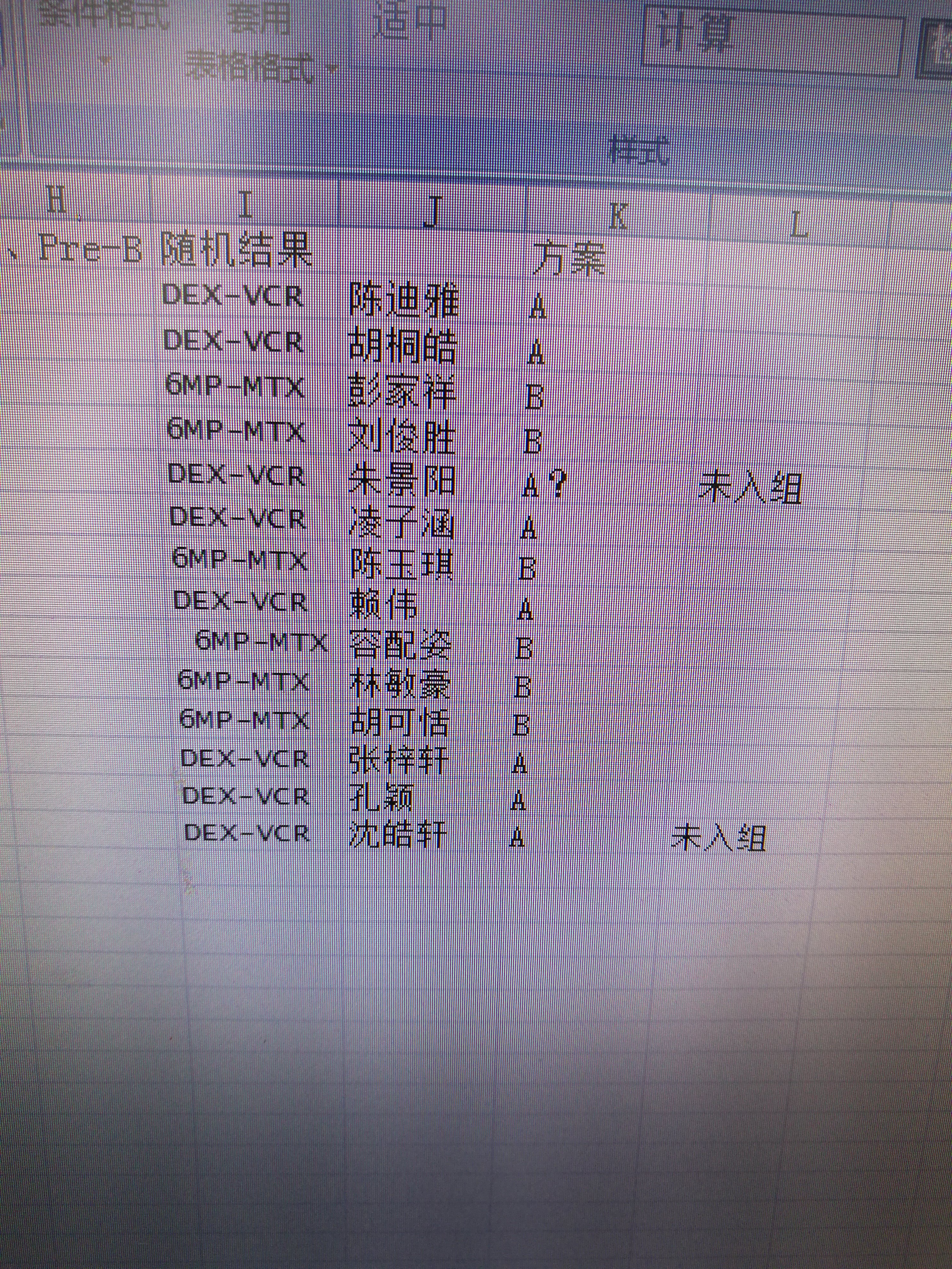 急淋维持化疗随机分组情况